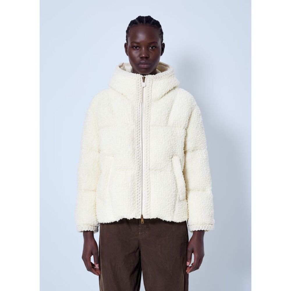 Moncler Women Cristallin Hooded Wool Blend Short Down Jacket